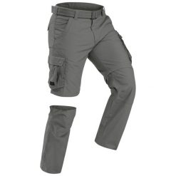 Spodnie trekkingowe męskie Forclaz Travel 500 2w1. Brązowe szorty męskie FORCLAZ, bez wzorów, z bawełny, sportowe. Za 199.99 zł.