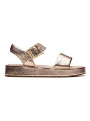 Clarks Skórzane sandały "Alda Strap" w kolorze złotym rozmiar: 42. Żółte sandały damskie Clarks, bez wzorów, bez obcasa. Za 173.99 zł.