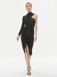 Just Cavalli Sukienka koktajlowa 75PAO9A7 Czarny Slim Fit. Czarne sukienki damskie Just Cavalli, bez wzorów, z wiskozy, wizytowe, bez kołnierzyka, bez ramiączek. Za 1,769.00 zł.