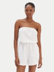 Seafolly Kombinezon Crinkle 55537-PS Biały Regular Fit. Białe kombinezony damskie Seafolly, l, bez wzorów, z bawełny, bez kołnierzyka, bez ramiączek. Za 389.99 zł.