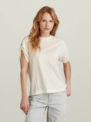 G-Star Koszulka w kolorze kremowym rozmiar: L. Brązowe bluzki damskie G-Star, l, bez wzorów, z bawełny, retro, bez kołnierzyka, bez ramiączek. Za 69.75 zł.