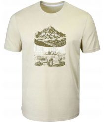 T-Shirt (Koszulka) Męska - Pako Jeans - Beżowa, Retro Nadruk. Brązowe t-shirty męskie Pako Jeans, l, bez wzorów, z bawełny, bez kołnierzyka. Za 69.00 zł.
