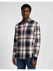 MĘSKA KOSZULA KRATA LEE LEESURE SHIRT BLUE 112355726. Niebieskie koszule męskie Lee, m, bez wzorów, bez kołnierzyka, bez ramiączek. Za 129.99 zł.