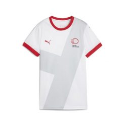Damska koszulka wyjazdowa duńskiej reprezentacji w piłce ręcznej PUMA. Białe bluzki damskie Puma, l, bez wzorów, sportowe, bez kołnierzyka, bez ramiączek. Za 429.00 zł.