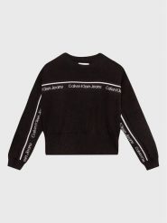 Calvin Klein Jeans Sweter Logo Tape IG0IG01847 Czarny Regular Fit. Czarne swetry chłopięce Calvin Klein Jeans, bez wzorów, z bawełny, bez kołnierzyka. Za 319.99 zł.