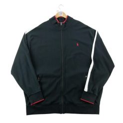 Kurtka Męska Track Jacket z kołnierzem stojącym. Czarne kurtki treningowe męskie Ralph Lauren, l, bez wzorów, z materiału, na fitness i siłownię. Za 292.56 zł.