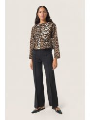 Soaked in Luxury Bluzka w kolorze biało-karmelowo-czarnym rozmiar: M. Brązowe bluzki damskie Soaked in Luxury, m, bez wzorów, bez kołnierzyka, bez ramiączek. Za 130.99 zł.