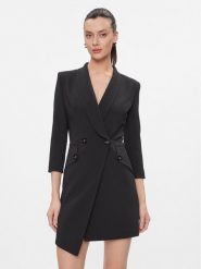 Elisabetta Franchi Sukienka koktajlowa AB-562-41E2-V500 Czarny Regular Fit. Czarne sukienki damskie Elisabetta Franchi, bez wzorów, z syntetyku, wizytowe, bez kołnierzyka, bez ramiączek. Za 2,489.00 zł.