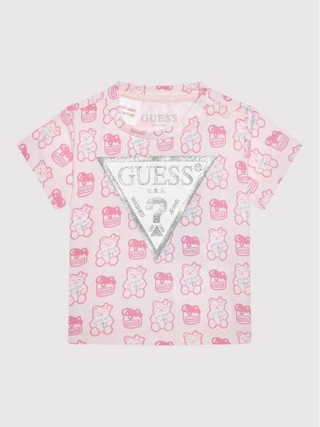 Guess T-Shirt H1YT00 K6YW1 Różowy Regular Fit. Czerwone koszulki dziewczęce Guess, m, z aplikacjami, z bawełny, bez ramiączek. Za 109.99 zł.