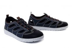 RIEKER 08665-14 blue combination, półbuty letnie męskie. Niebieskie półbuty męskie Rieker, na lato, bez zapięcia. Za 191.94 zł.