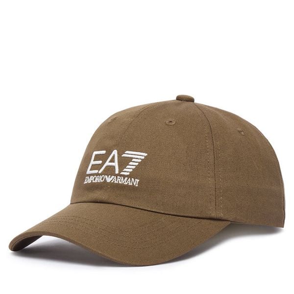 Czapka z daszkiem EA7 Emporio Armani. Brązowe czapki męskie EA7 Emporio Armani, bez wzorów. Za 199.99 zł.