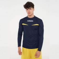 Męska Koszulka do Biegania z Długim Rękawem Niebiesko-Żółta. Niebieskie t-shirty sportowe męskie Legea, m, z bawełny, bez ramiączek, do biegania. Za 56.00 zł.