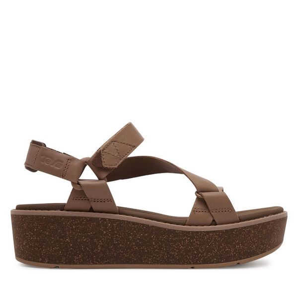 Sandały Teva. Brązowe sandały damskie Teva, bez wzorów, bez obcasa, na koturnie. Za 268.99 zł.