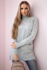 Sweter ze stójką szary. Szare golfy damskie KESI, l, bez wzorów, z wełny, bez ramiączek. Za 178.78 zł.