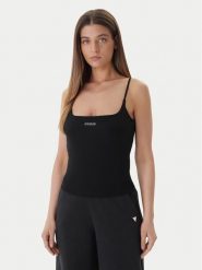 Guess Top V6GP18 K3470 Czarny Regular Fit. Czarne topy damskie Guess, s, z aplikacjami, z syntetyku, bez ramiączek. Za 159.99 zł.