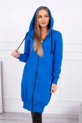 Bluza ocieplana długa z kapturem chabrowa. Niebieskie bluzy z kapturem damskie KESI, l, z bawełny. Za 313.67 zł.