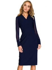 Stylove Sukienka w kolorze granatowym rozmiar: XL. Niebieskie sukienki damskie Stylove, xl, bez wzorów, bez kołnierzyka, bez ramiączek, midi. Za 289.88 zł.
