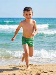 Kąpielówki z nadrukiem w ryby - zielony. Zielone kąpielówki męskie Sinsay, l, bez wzorów, do biegania. Za 17.99 zł.