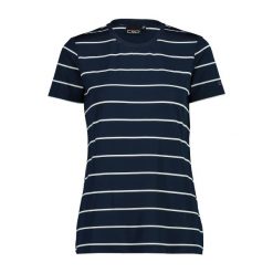 Koszulka w paski z okrągłym dekoltem damska CMP. Niebieskie t-shirty damskie CMP, bez wzorów, bez kołnierzyka. Za 135.45 zł.