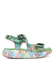 Laura Vita Sandały Nikito 03 Turkusowy. Niebieskie sandały damskie Laura Vita, bez wzorów, ze skóry, bez obcasa, na płaskiej podeszwie. Za 459.99 zł.