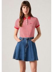 Levi's Koszulka polo w kolorze czerwono-białym rozmiar: L. Czerwone bluzki damskie Levi's, l, bez wzorów, bez kołnierzyka, bez ramiączek. Za 96.60 zł.