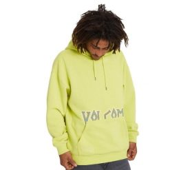 Bluza sportowa męska Volcom Richard French Sayer. Żółte bluzy bez kaptura męskie Volcom, bez wzorów, z bawełny, sportowe, bez kołnierzyka, bez ramiączek. W wyprzedaży za 226.35 zł.