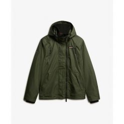 Kurtka przeciwdeszczowa z kapturem Superdry Mountain. Zielone kurtki męskie Superdry., m, bez wzorów, z materiału, klasyczne, z kapturem. Za 494.90 zł.