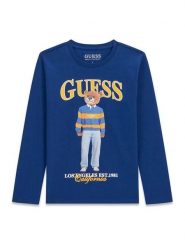Guess Bluzka L6BI11 K5732 Granatowy Regular Fit. Niebieskie t-shirty chłopięce Guess, z aplikacjami, z bawełny, bez ramiączek. Za 114.99 zł.