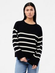 Pieces Sweter "Sia" w kolorze czarno-białym rozmiar: S. Czarne swetry klasyczne damskie Pieces, s, z wiskozy, bez kołnierzyka. Za 79.03 zł.