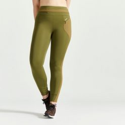 Legginsy fitness damskie Domyos. Zielone legginsy damskie DOMYOS, l, bez wzorów, z elastanu. Za 109.99 zł.