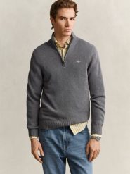 Gant sweter bez rękawów z dzianiny Mężczyźni Bawełna szary, M. Szare swetry męskie Gant, m, bez wzorów, z bawełny, bez kołnierzyka. Za 699.95 zł.