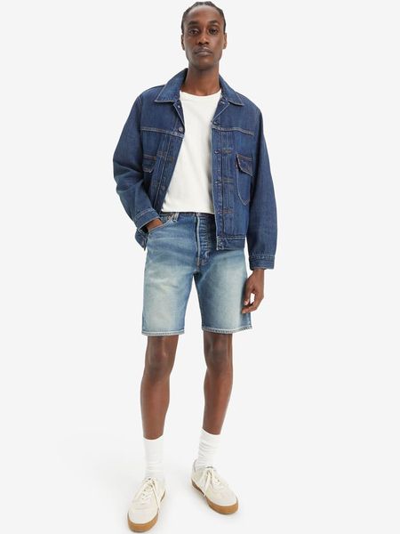 Levi's Szorty dżinsowe "501" - Regular fit - w kolorze niebieskim rozmiar: W33. Niebieskie szorty męskie Levi's, z bawełny, bez kołnierzyka. Za 129.95 zł.