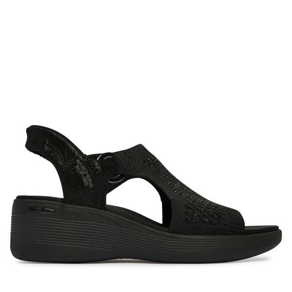 Sandały Skechers. Czarne sandały damskie Skechers, bez wzorów, bez obcasa, na koturnie. Za 359.99 zł.
