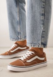 Brązowe Tenisówki Trampki pod Kostkę z Ozdobnym Paskiem Wiolana. Brązowe trampki i tenisówki damskie Born2be, bez wzorów, z jeansu. Za 79.99 zł.