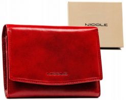 Portfel skórzany Nicole F14377A czerwony. Czerwone portfele damskie Nicole, bez wzorów, ze skóry. Za 129.99 zł.