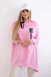 Bluza oversize z asymetrycznymi bokami jasno różowa. Czerwone bluzy bez kaptura damskie KESI, l, z bawełny. Za 209.11 zł.