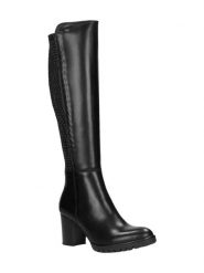 Wojas Skórzane kozaki zimowe w kolorze czarnym rozmiar: 38. Czarne kozaki damskie Wojas, z materiału, bez obcasa. Za 501.57 zł.