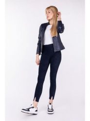 Blue Fire Spodnie "Donna" w kolorze granatowym rozmiar: W28/L30. Niebieskie spodnie materiałowe damskie Blue Fire, bez wzorów, z materiału, z podwyższonym stanem. Za 74.81 zł.