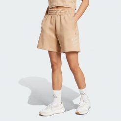 Szorty Future Icons 3-Stripes. Brązowe spodenki sportowe damskie Adidas, bez wzorów, z materiału, sportowe. Za 199.00 zł.