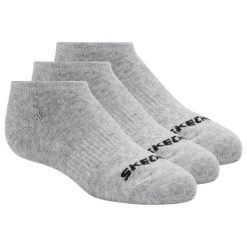 Skarpetki sportowe dla dorosłych 3pk Unisex Non Terry No Show. Szare skarpetki damskie Skechers, bez wzorów, z bawełny. Za 39.99 zł.