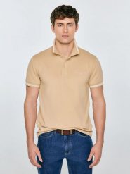 Koszulka męska polo beżowa Wladym 801. Brązowe koszulki polo męskie Big Star, l, z aplikacjami, z dzianiny, bez ramiączek. Za 139.99 zł.