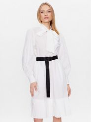 KARL LAGERFELD Sukienka codzienna 226W1302 Biały Regular Fit. Białe sukienki damskie Karl Lagerfeld, na co dzień, bez wzorów, z bawełny, bez kołnierzyka, bez ramiączek, proste. Za 1,019.00 zł.