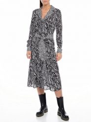 Replay Sukienka w kolorze biało-czarnym rozmiar: XL. Białe sukienki damskie Replay, xl, bez wzorów, z tkaniny, bez kołnierzyka, bez ramiączek, midi. Za 332.52 zł.