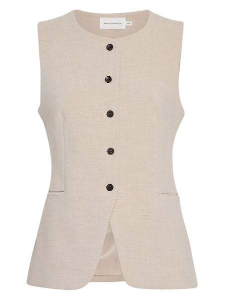 MOSS COPENHAGEN Kamizelka "Mirabelle Michelle" w kolorze beżowym rozmiar: M/L. Brązowe kamizelki damskie MOSS COPENHAGEN, l. Za 217.99 zł.