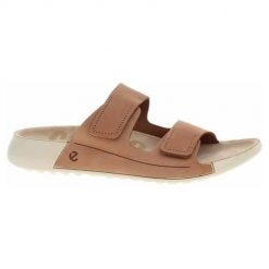 Klapki damskie Ecco 20682302291. Brązowe klapki damskie ECCO, bez wzorów, z materiału, bez obcasa. Za 575.00 zł.