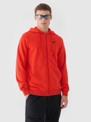 4F Bluza dresowa rozpinana z kapturem męska - czerwona XXL. Czerwone bluzy sportowe męskie 4f, bez wzorów, z bawełny, sportowe, bez kołnierzyka, bez ramiączek. W wyprzedaży za 119.99 zł.