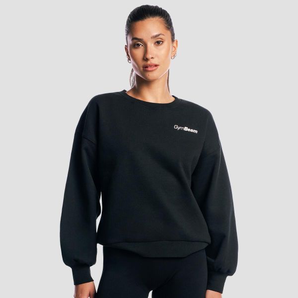 Bluza damska fitness oversize czarna Base. Czarne bluzy sportowe damskie GYMBEAM, m, bez wzorów, z bawełny, bez ramiączek, długie, bez kaptura. Za 127.90 zł.