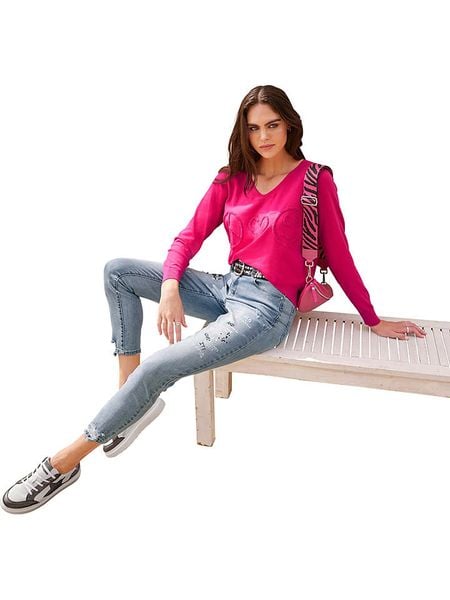 Heine Sweter w kolorze różowym rozmiar: 40. Różowe swetry klasyczne damskie Heine, bez kołnierzyka. Za 56.99 zł.