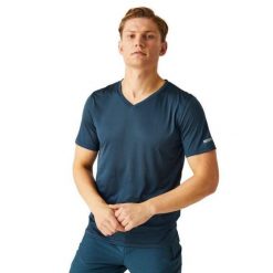Koszulka z dekoltem w serek Regatta Fingal. Niebieskie t-shirty sportowe męskie Regatta, m, z materiału, bez ramiączek, na fitness i siłownię. Za 52.15 zł.