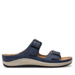 Klapki Inblu. Niebieskie klapki damskie Inblu, bez wzorów, bez obcasa. Za 129.99 zł.